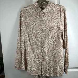 Beach Lunch Lounge Cheetah Button Front Shirt size Large‎ NWT Alana Classic